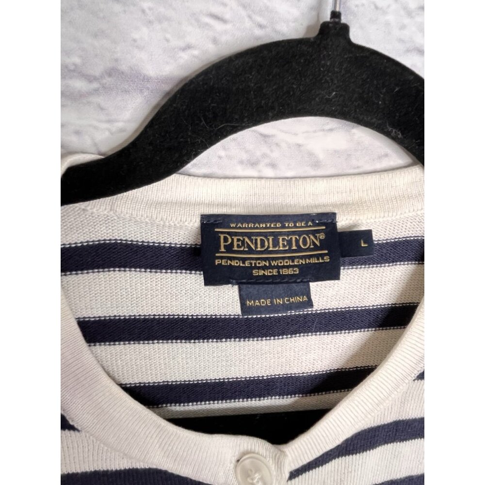 PENDLETON Women's White Multicolor Stripe Sweater Cardigan Large - Picture 3 of 5